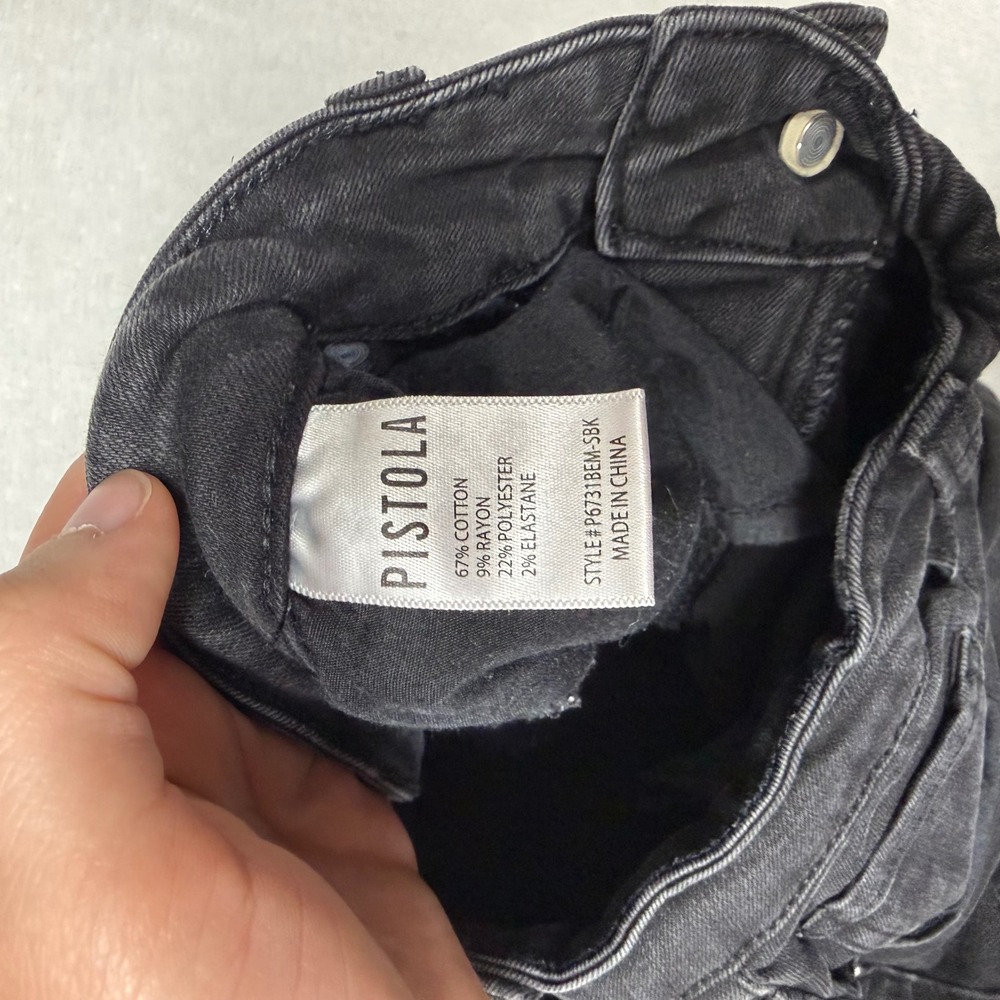 Pistola Skinny Jeans Womens 31 Black Faded High Rise Stretch P6731BEM-SBK - Picture 3 of 12